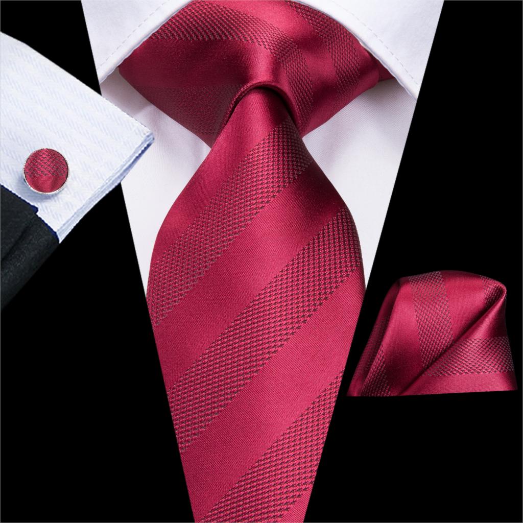 Cravate Rayée Rouge Unie