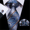 Cravate Argentée et Bleu Paisley