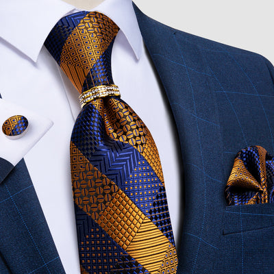 Cravate Carreaux Orange Et Bleu
