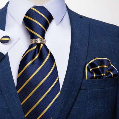 Cravate Bleu Et Or