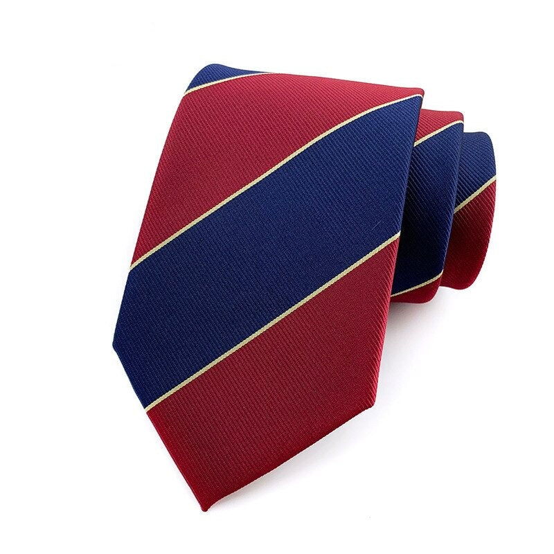 Cravate Rayée Rouge Foncé et Bleu Foncé