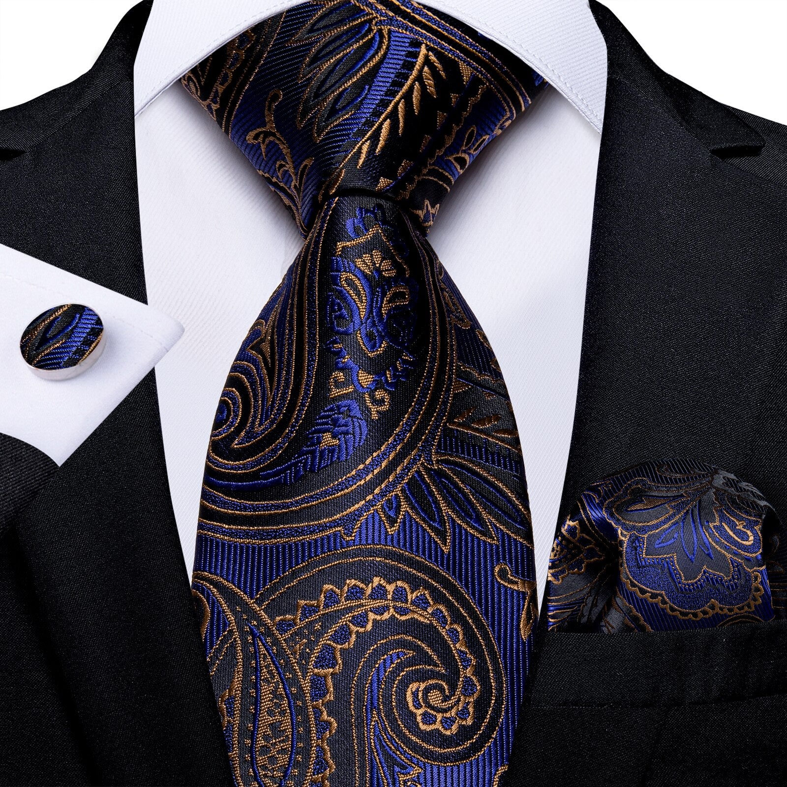 Brown and Navy Blue Cashmere Tie