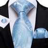 Cravate Cachemire Bleue Ciel et Argentée