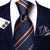Cravate Rayée Bleu Foncé et Orange