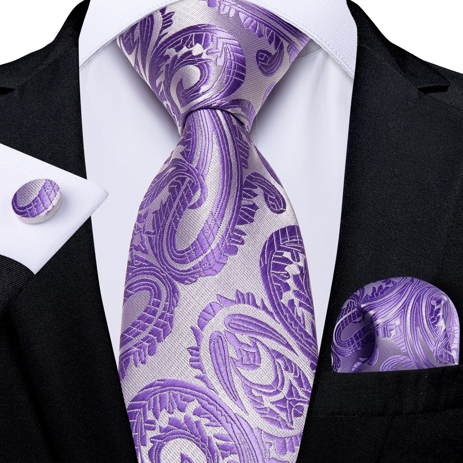 Cravate Cachemire Violette et Argentée
