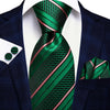 Cravate Rayée Verte et Rose à Pois Blancs