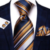 Cravate Rayée Orange, Bleue et Blanche