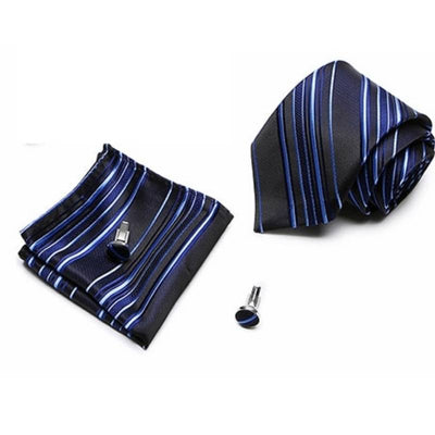 Cravate Rayée Noire Et Bleu