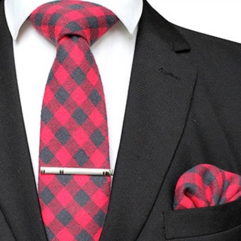 Piros és szürke Gingham Tie
