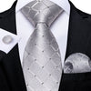 Cravate Argentée Avec Motifs Carreaux